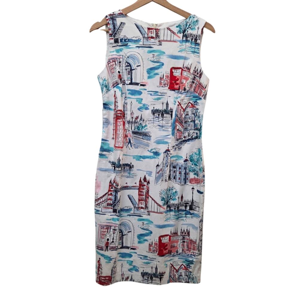 Chetta B London Graphic Print Stretch Sheath Dress Garden Party Summer Sz 4
